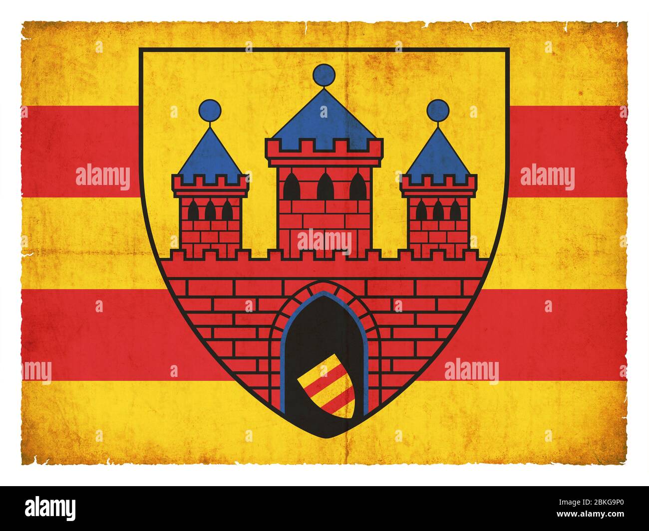 Bandera de la ciudad alemana Oldemburg (Baja Sajonia) creada en estilo grunge Foto de stock