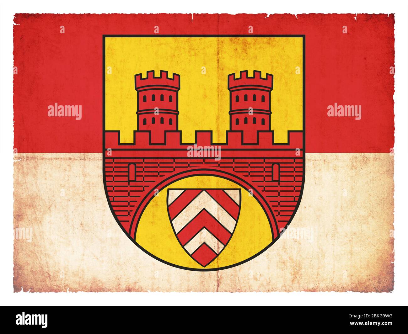 Bandera de la ciudad alemana Bielefeld (Renania del Norte-Westfalia, Alemania) creado en estilo grunge Foto de stock