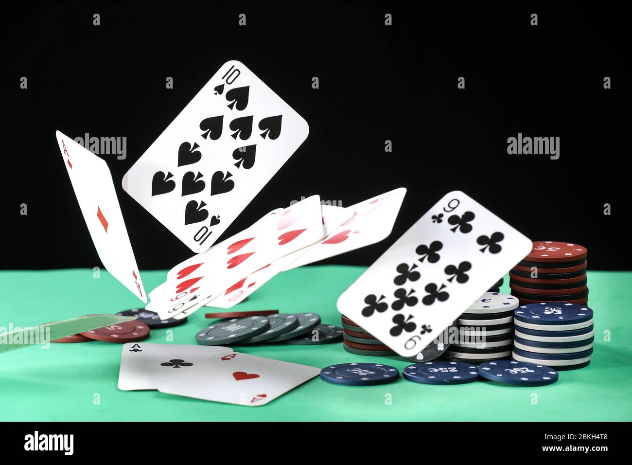Cartas de poker Ases. Vista superior Stock Photo