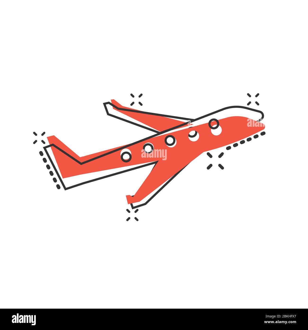 Icono de avión en estilo cómic. Ilustración vectorial de dibujos animados  de aviones sobre fondo blanco aislado. Concepto de negocio de efecto de  salpicaduras de avión Imagen Vector de stock - Alamy