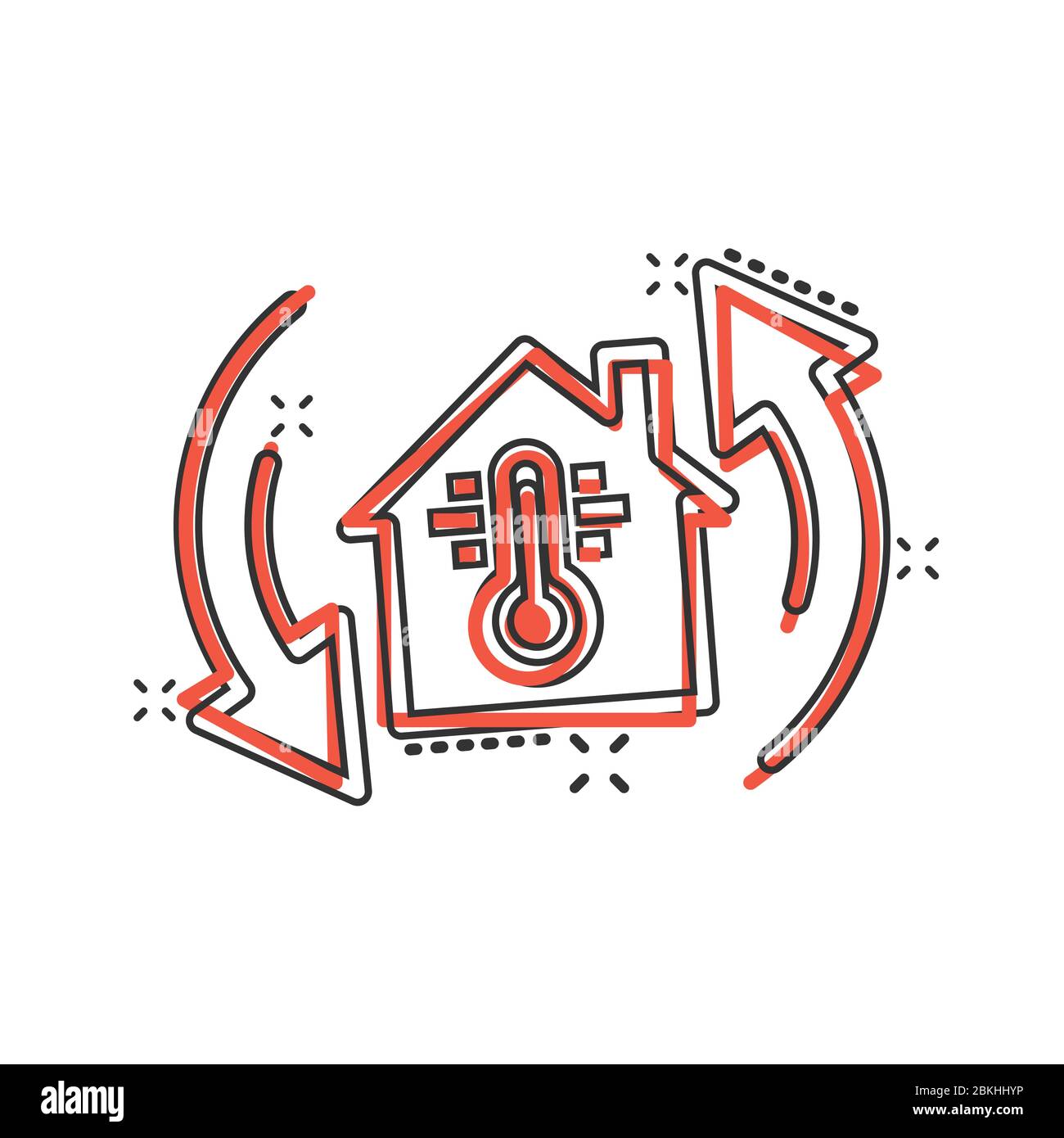 Icono de temperatura de la casa y vector de icono de termómetro ilustración  de la temperatura en la casa