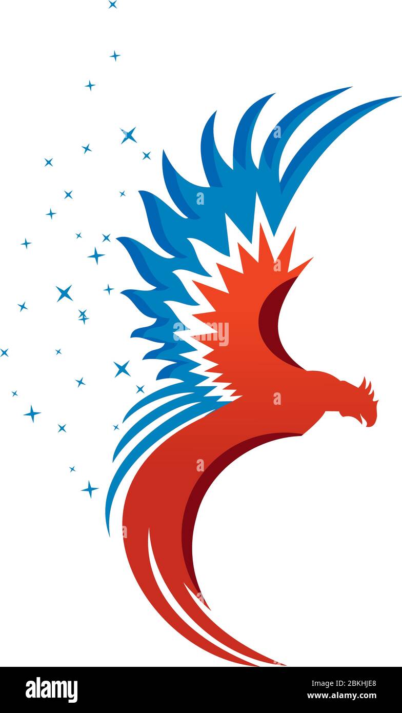 Logotipo de Phoenix Bird. Vector logo en color.Fire Bird. Ilustración del Vector