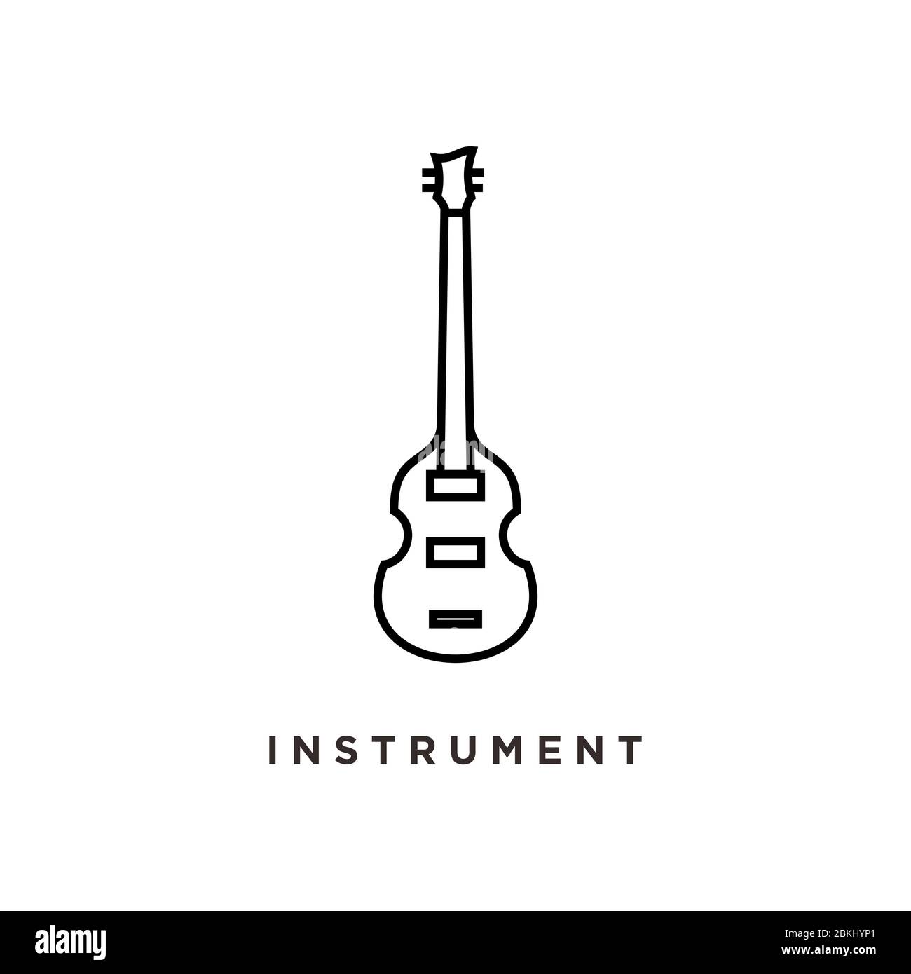 Línea Arte Violin Viola Fiddle Cello bajo música instrumento diseño logotipo. Ilustración del Vector