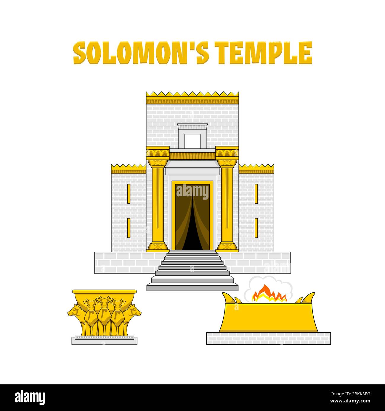 Templo del Rey Salomón. Frente al templo hay un altar y un mar de cobre en  los toros Imagen Vector de stock - Alamy
