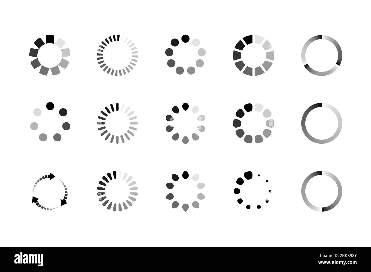 Conjunto de icono de carga de sitio web. Cargador de búfer circular o precargador. Ilustración vectorial Ilustración del Vector