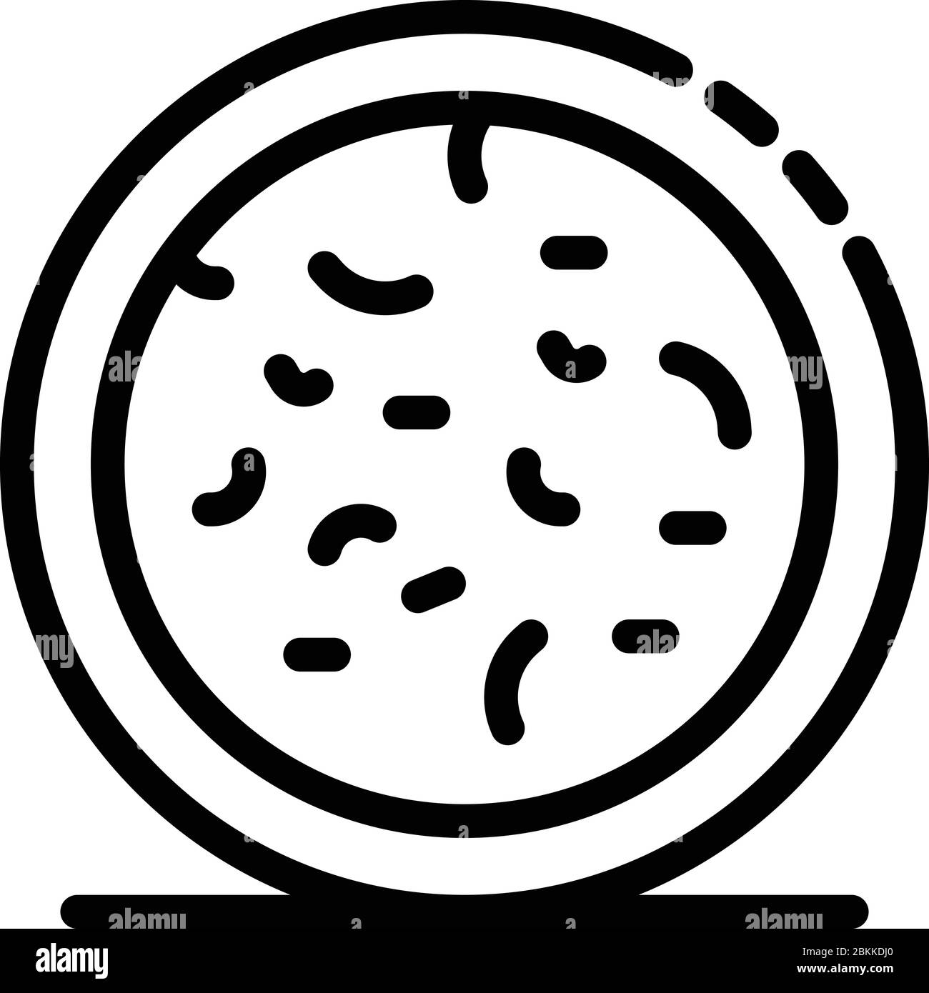 Bacterias en el icono del microscopio, estilo del contorno Ilustración del Vector