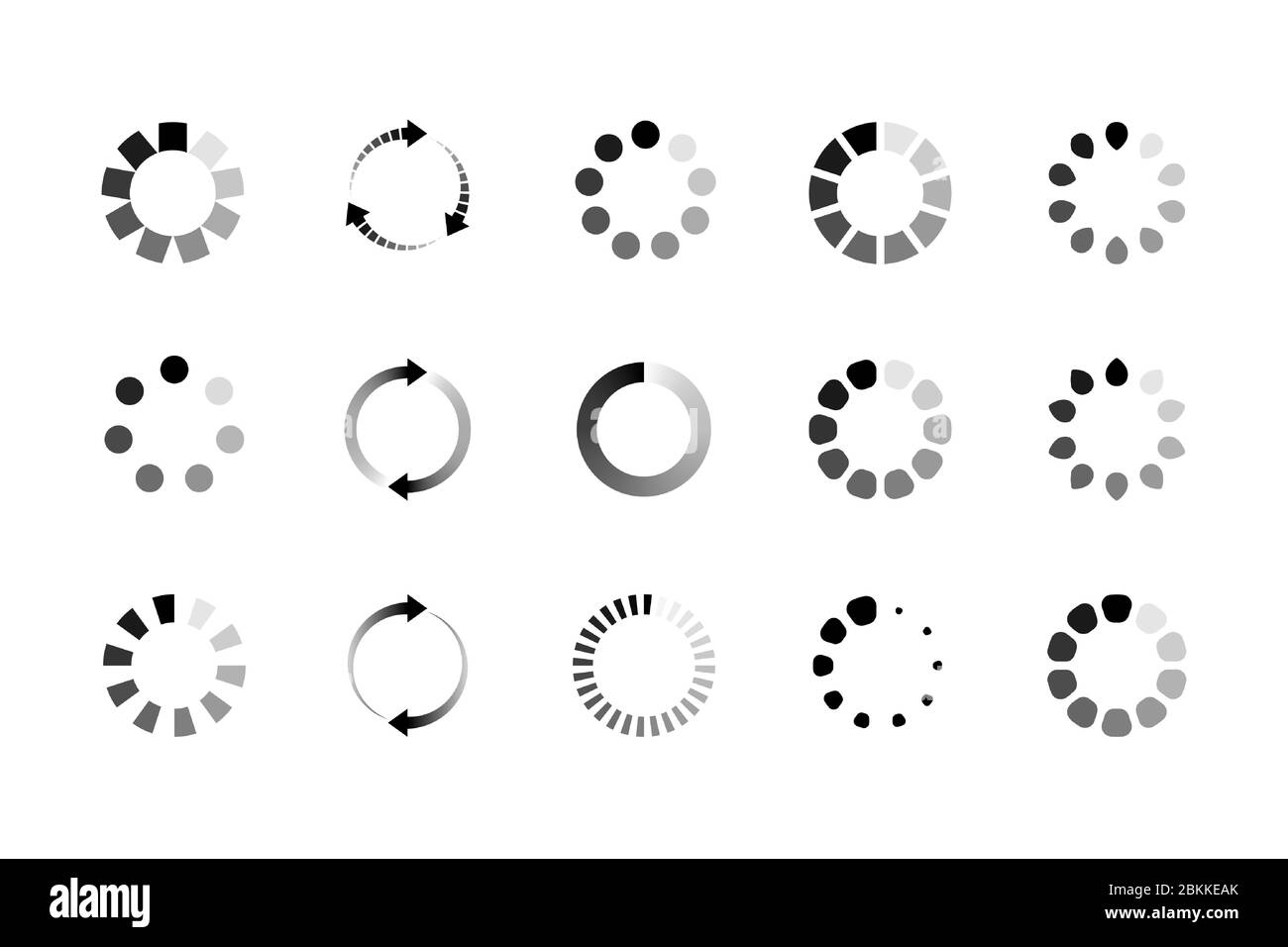Conjunto de icono de carga de sitio web. Cargador de búfer circular o precargador. Ilustración vectorial Ilustración del Vector