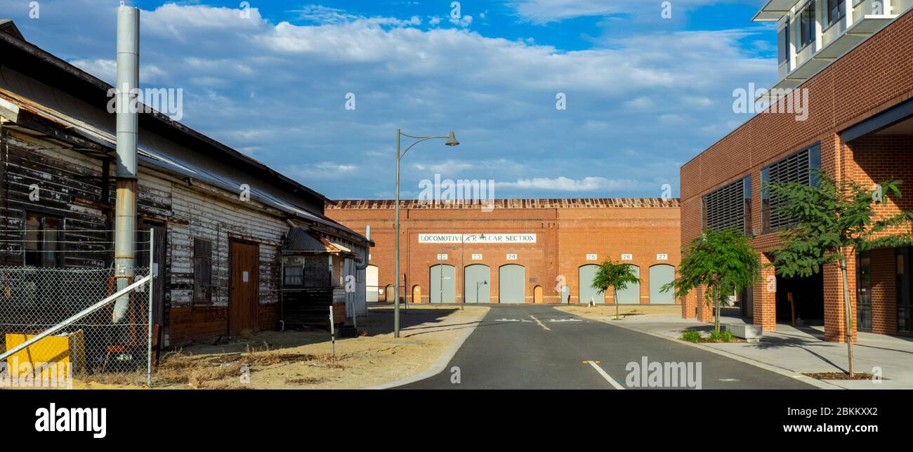 Ciudad de Libertad, desde el aire, y talleres ferrocarril Midland