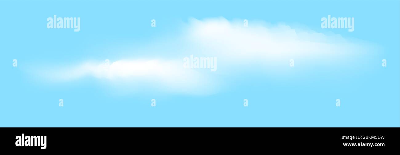 ilustración vectorial de nubes blancas realistas sobre fondo azul Ilustración del Vector