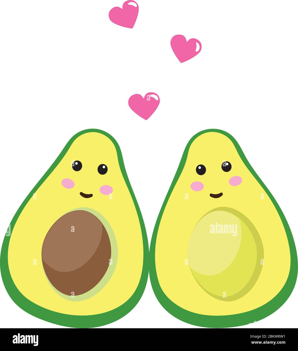 ilustración vectorial de dos aguacates. corazones rosados y fondo de  aguacate Imagen Vector de stock - Alamy