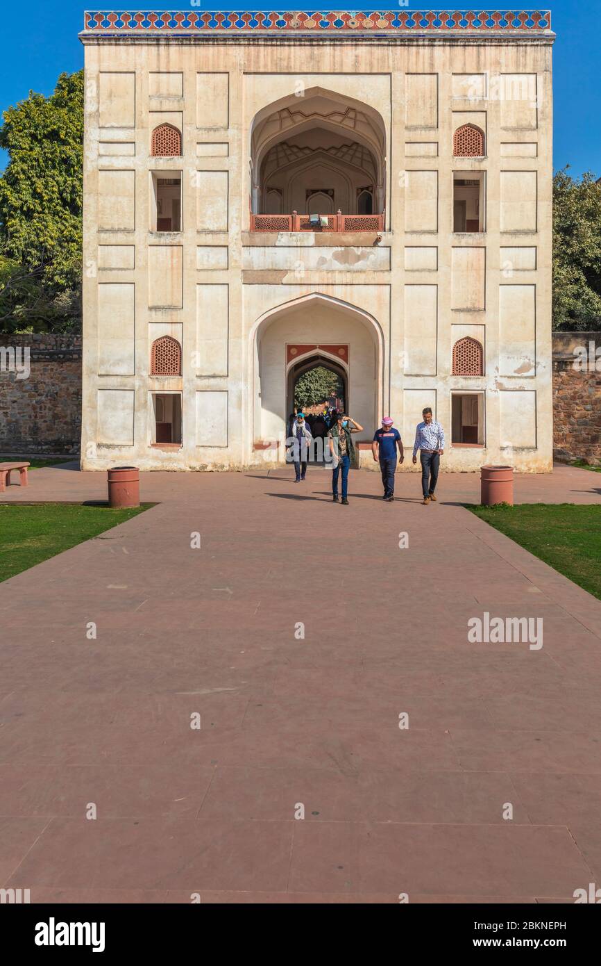 Puerta de entrada, tumba de Humayun, Delhi, India Foto de stock