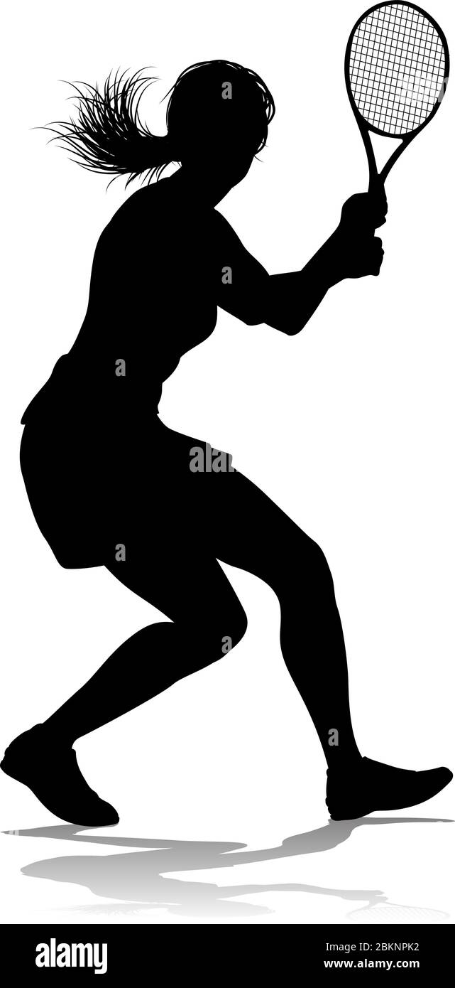 Mujer jugadora deportiva de tenis Silhouette Ilustración del Vector