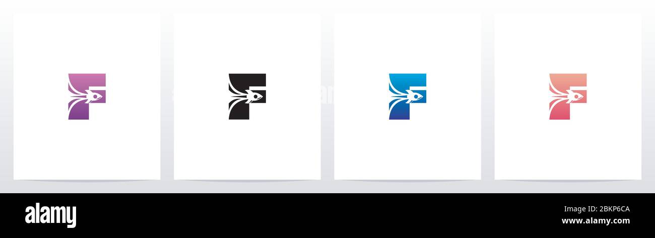 Lanzamiento De Cohete En El Dise o Del Logotipo De La Letra F Imagen 