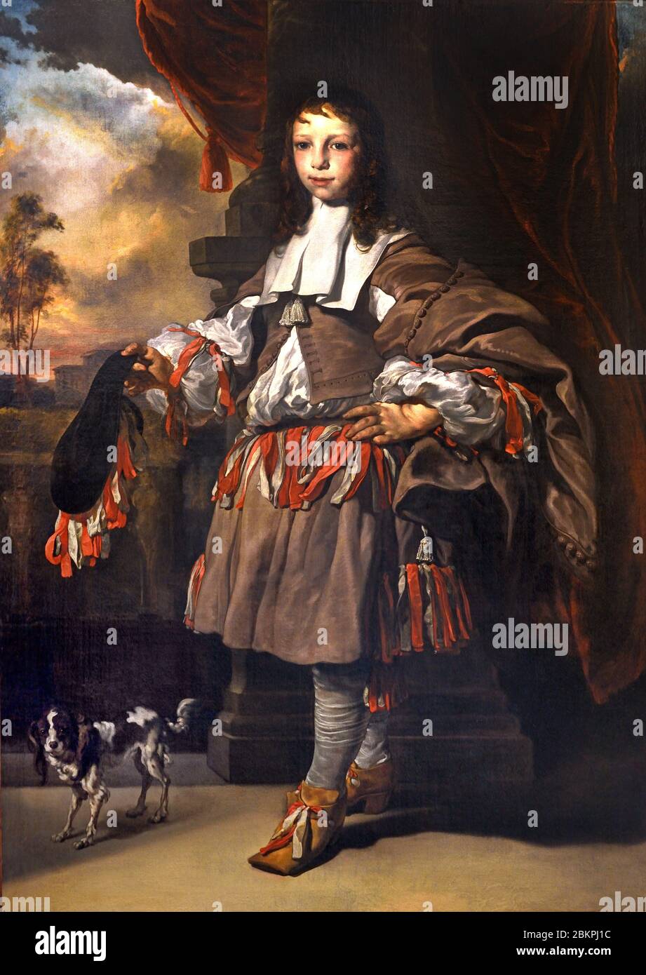 Retrato completo de un niño 1665 por Jan van Noordt 1620-1676 holandés Holanda Foto de stock