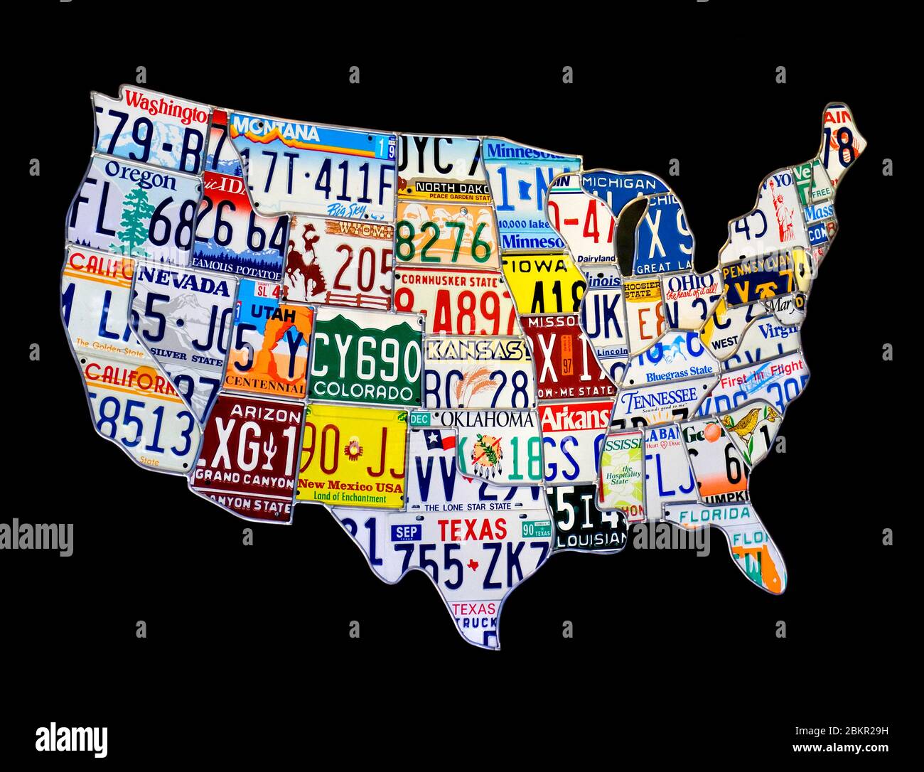 PLACAS DE VEHÍCULOS USA ART Mapa de los Estados Unidos de América hecho