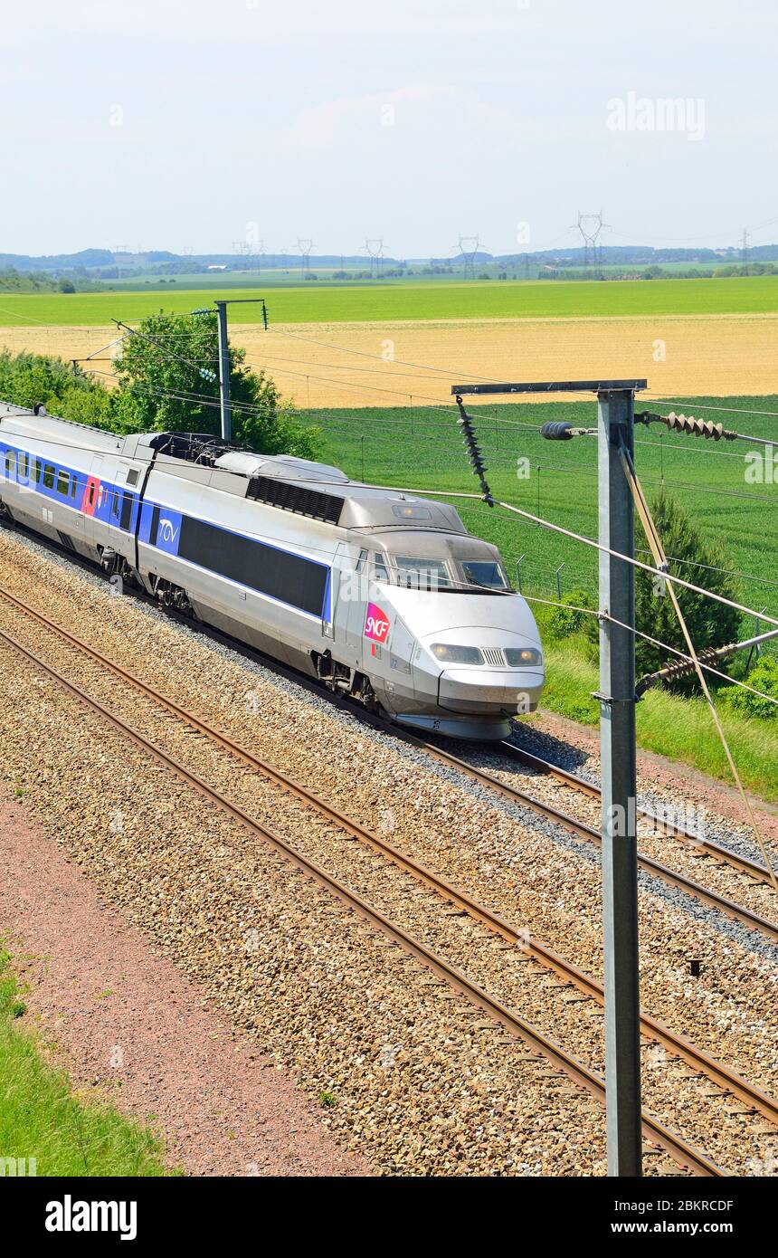 Francia, Seine et Marne, TGV, tren de alta velocidad Foto de stock