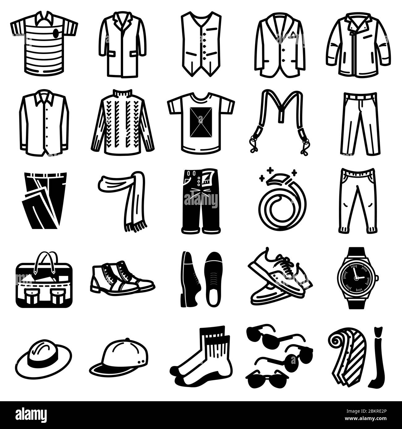 Conjunto de iconos de ropa para hombre - Vector. Accesorios y prendas de  vestir Imagen Vector de stock - Alamy