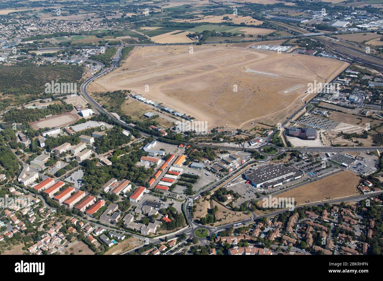 Francia, Gard, Nimes, aeródromo de Courbessac (vista aérea) Foto de stock