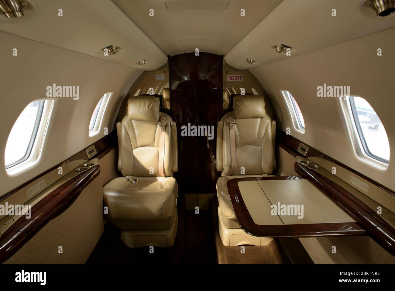 Interior de lujo de un avión privado Foto de stock