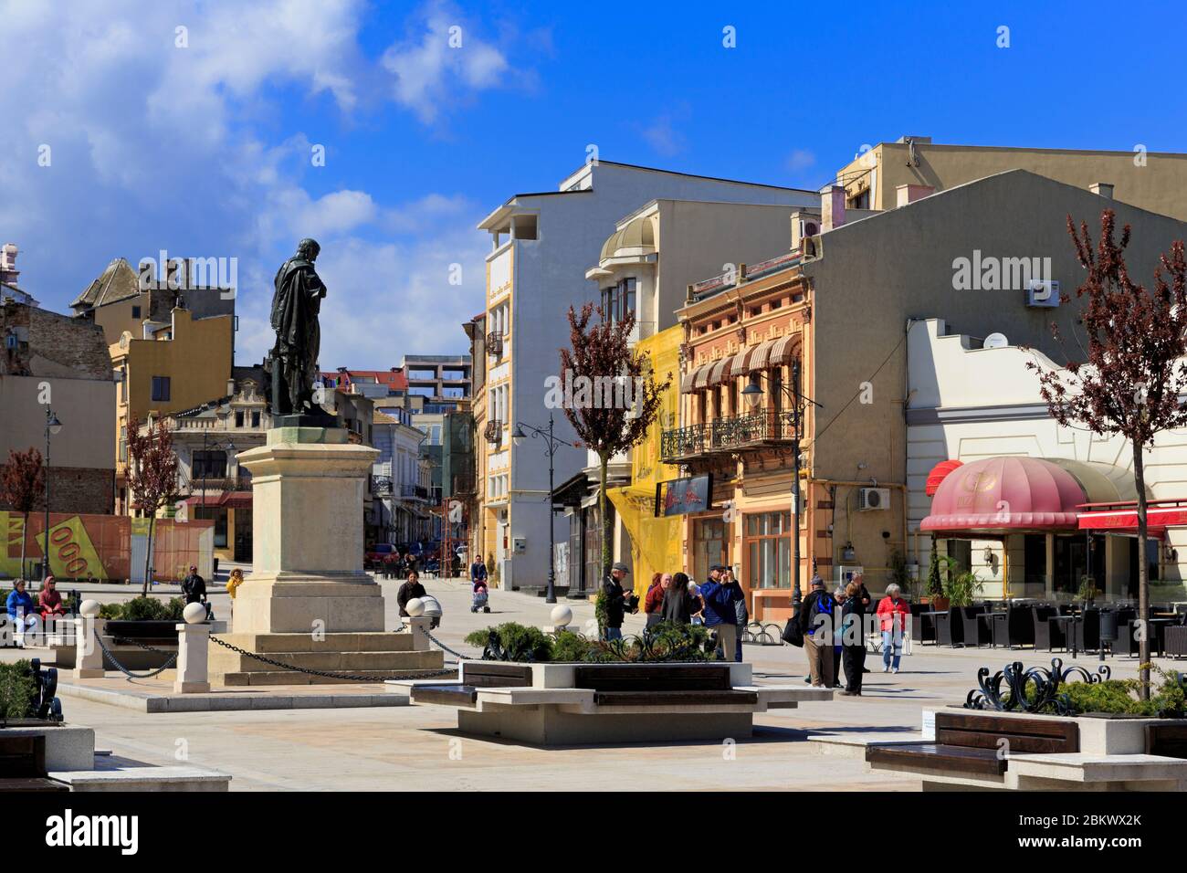 Estatua de Ovidius Publius Naso, Plaza de Ovidiu, Constanta, Región de Dobruja, Rumania Foto de stock