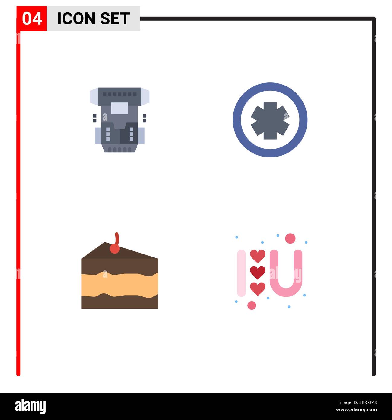 Paquete de 4 símbolos y símbolos modernos de iconos planos para medios de impresión web como caja, queso, criónica, medicina, elementos de diseño vectorial editables de Eat Ilustración del Vector