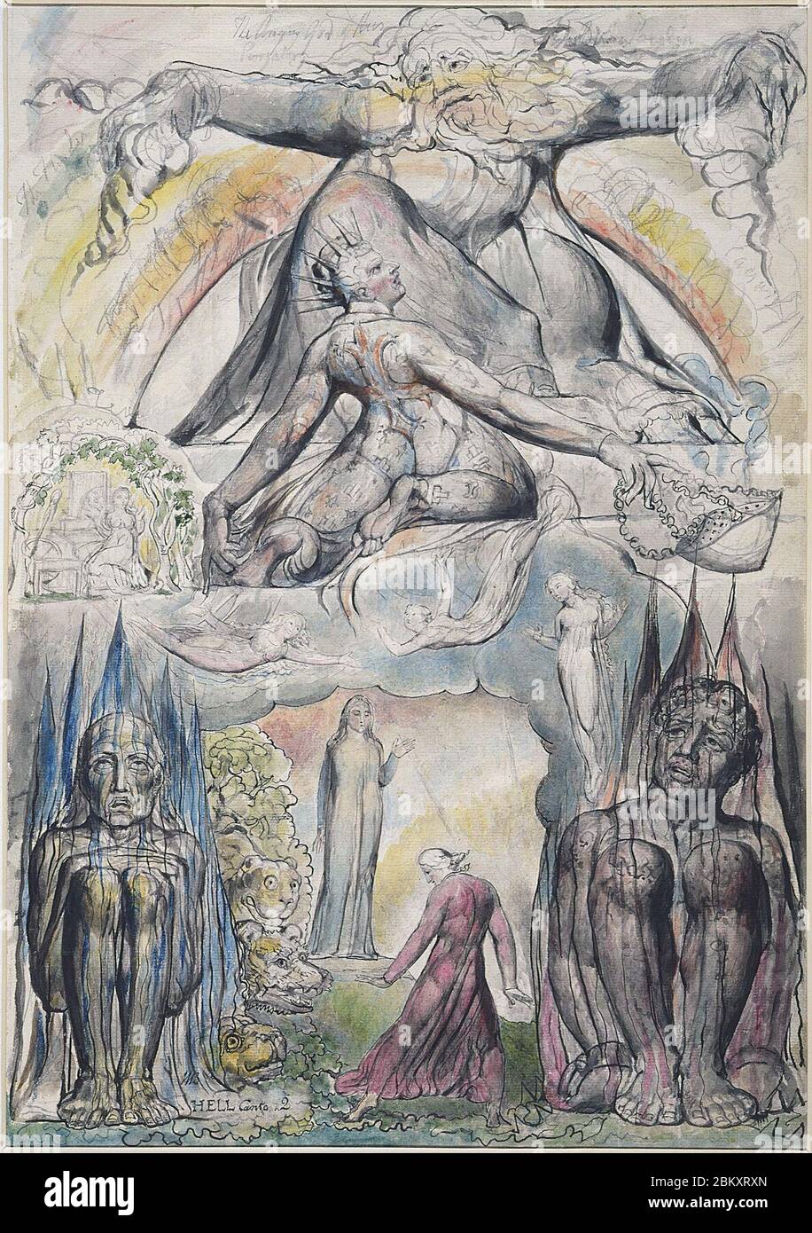 Ilustraciones al objeto de la Divina Comedia de Dante 2 Butlin 812-3 la Misión de Virgil. Foto de stock