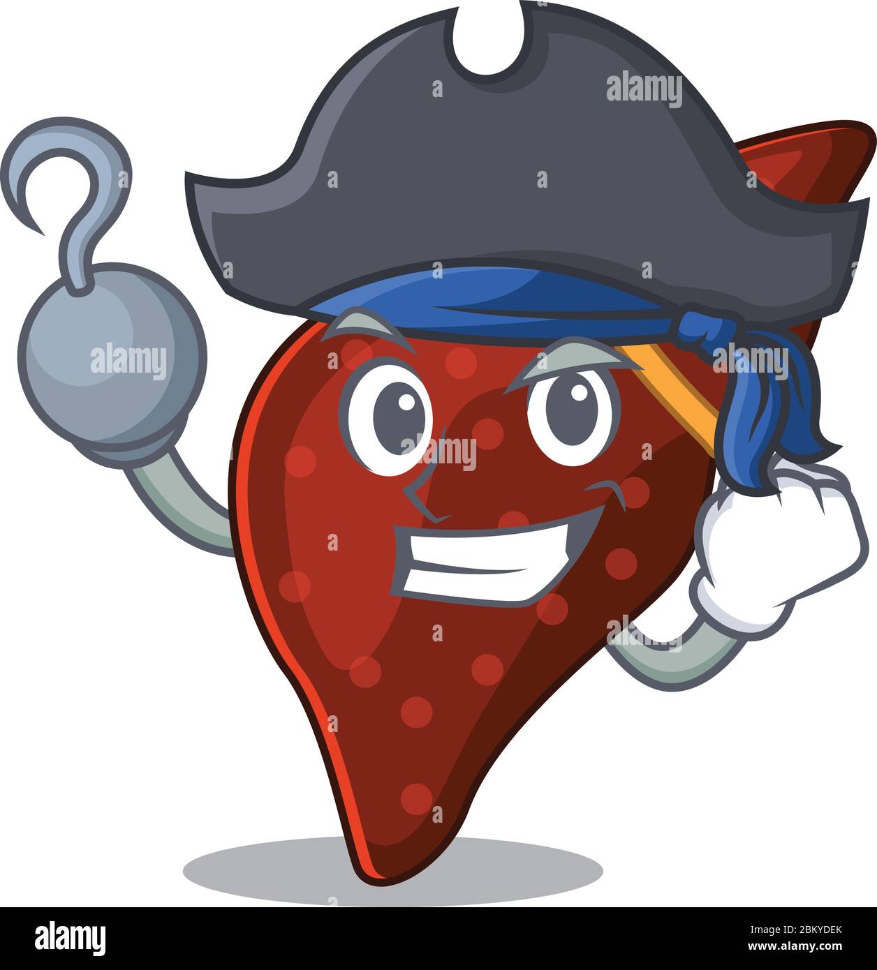 Cirrosis humana hígado dibujos animados estilo como un pirata con gancho de  mano y un sombrero Imagen Vector de stock - Alamy