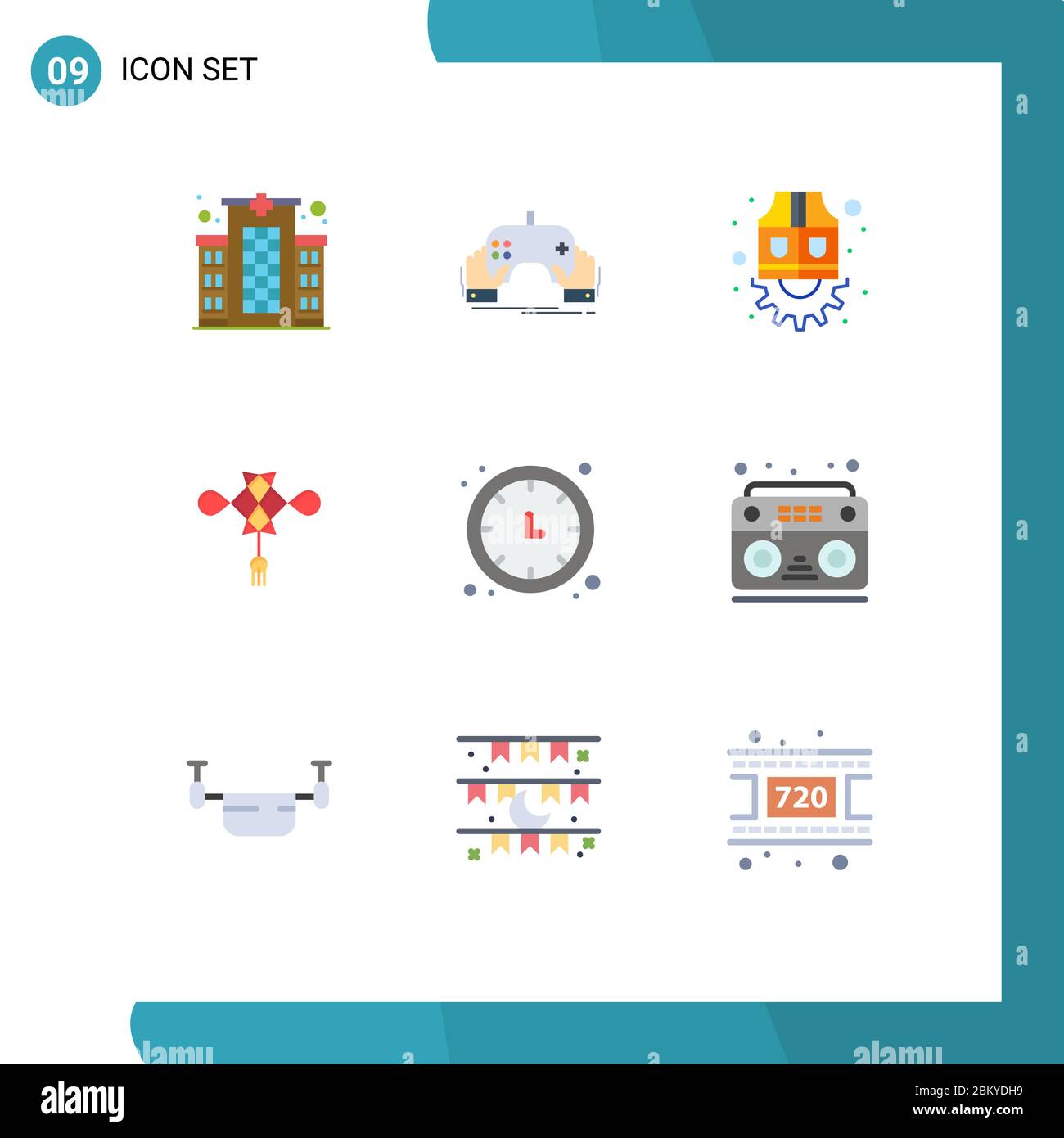 Juego de 9 colores planos comerciales para reloj, chino, APP, china,  elementos de diseño vectorial editables Imagen Vector de stock - Alamy