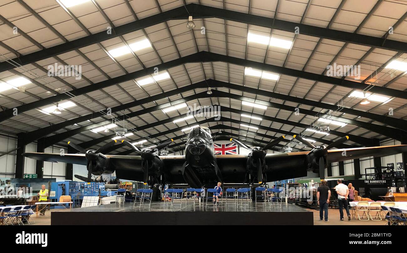 'Just Jane' Lancaster Bomber en el Museo de Aviación de Kirkby del este Foto de stock
