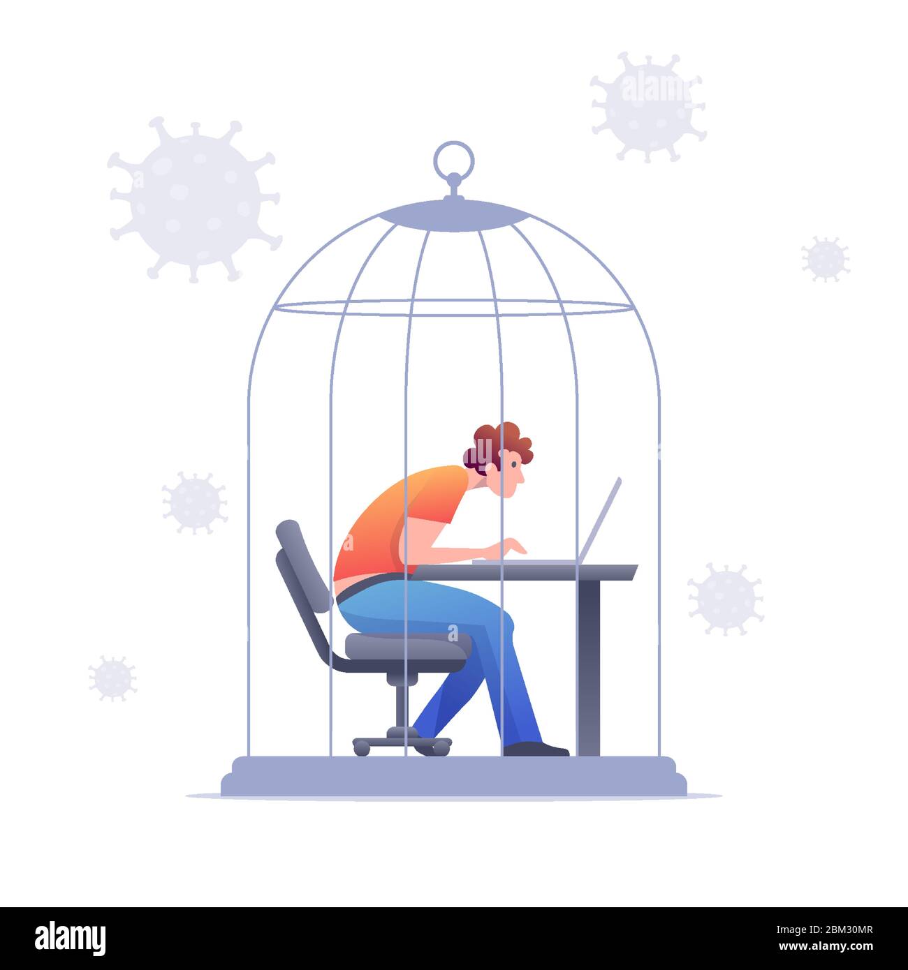 Ilustración vectorial del concepto de distanciamiento social, autocuarentena y aislamiento. Mantenga su distancia social. Ilustración del Vector