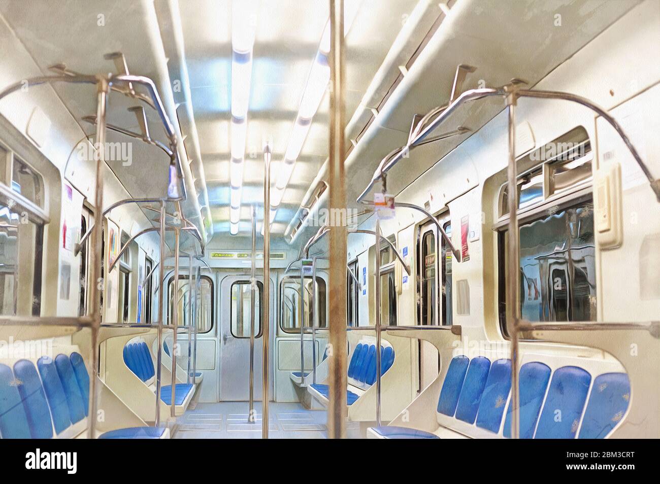 Vista en el interior del tren de metro la pintura colorida parece una foto  Fotografía de stock - Alamy