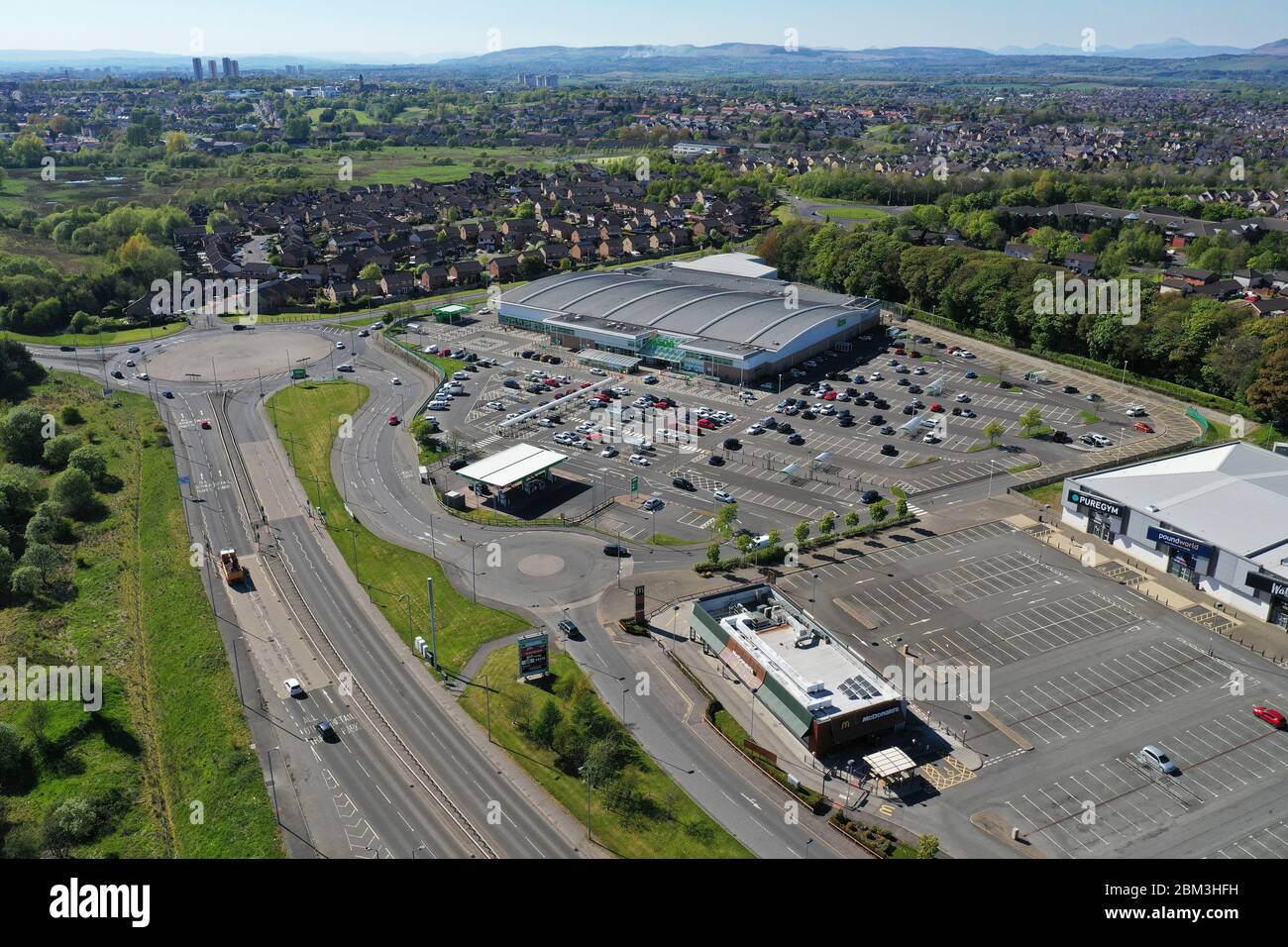 Vista aérea de la gran tienda Asda Rodryston Fotografía de stock Alamy