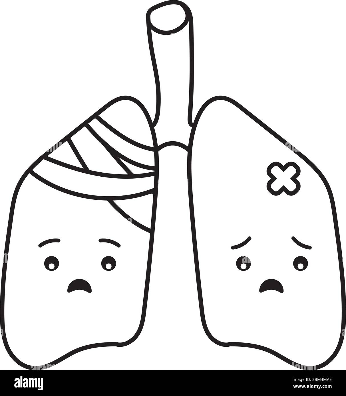 Pulmones dibujos animados estilo línea icono diseño de atención médica  salud y emergencia tema de Vector ilustración Imagen Vector de stock - Alamy