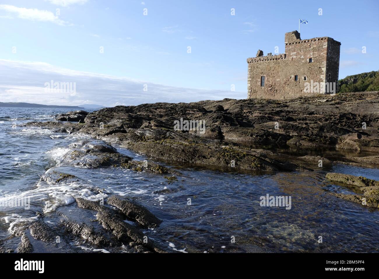 puerto y castillo de portencross, ayrshire Foto de stock