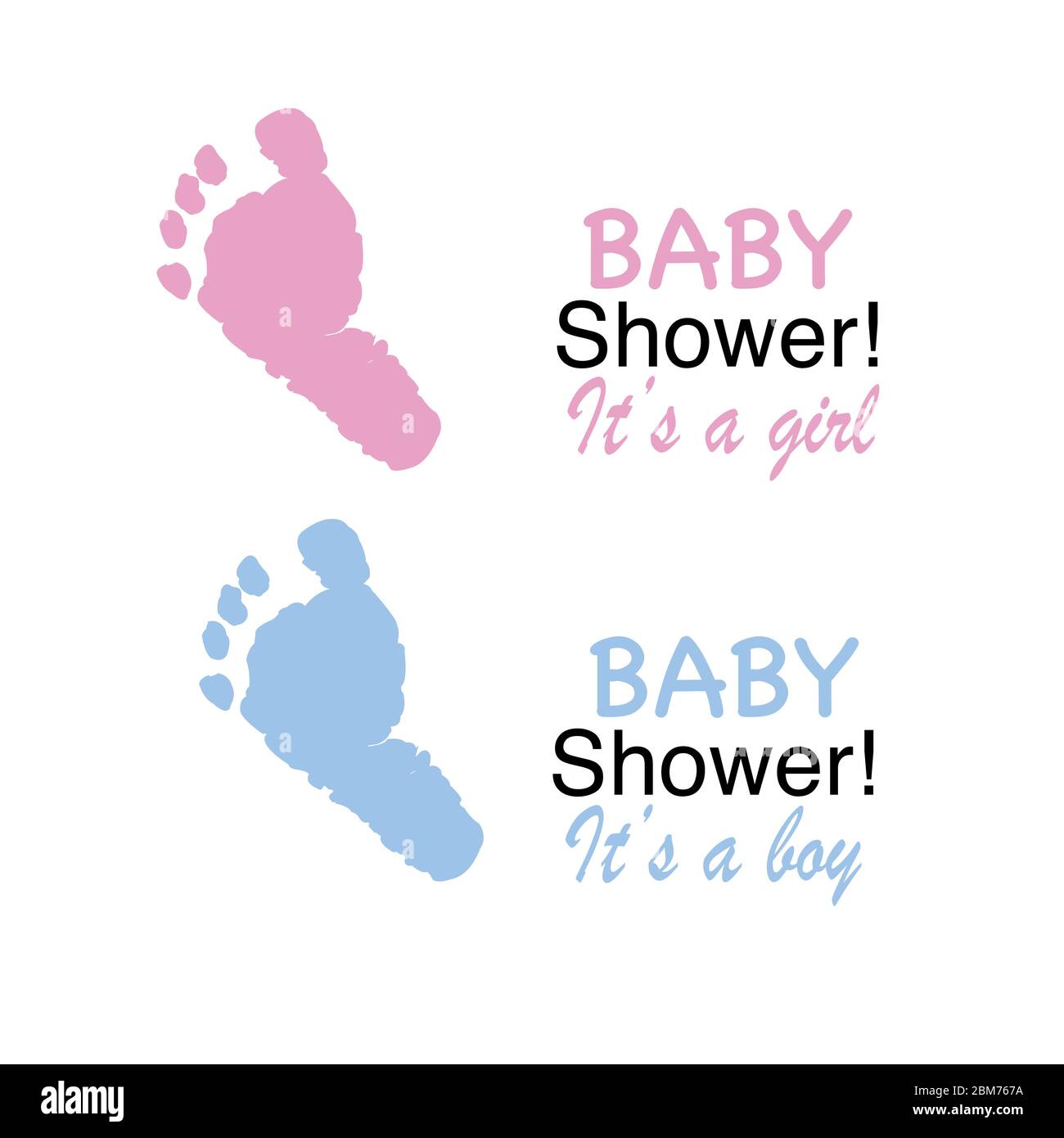 Huellas de pies para bebés. Azul y rosa de colores con bebé niña niño.  Símbolo de bebé gemelo. Baby shower es una chica, es un niño Imagen Vector  de stock - Alamy