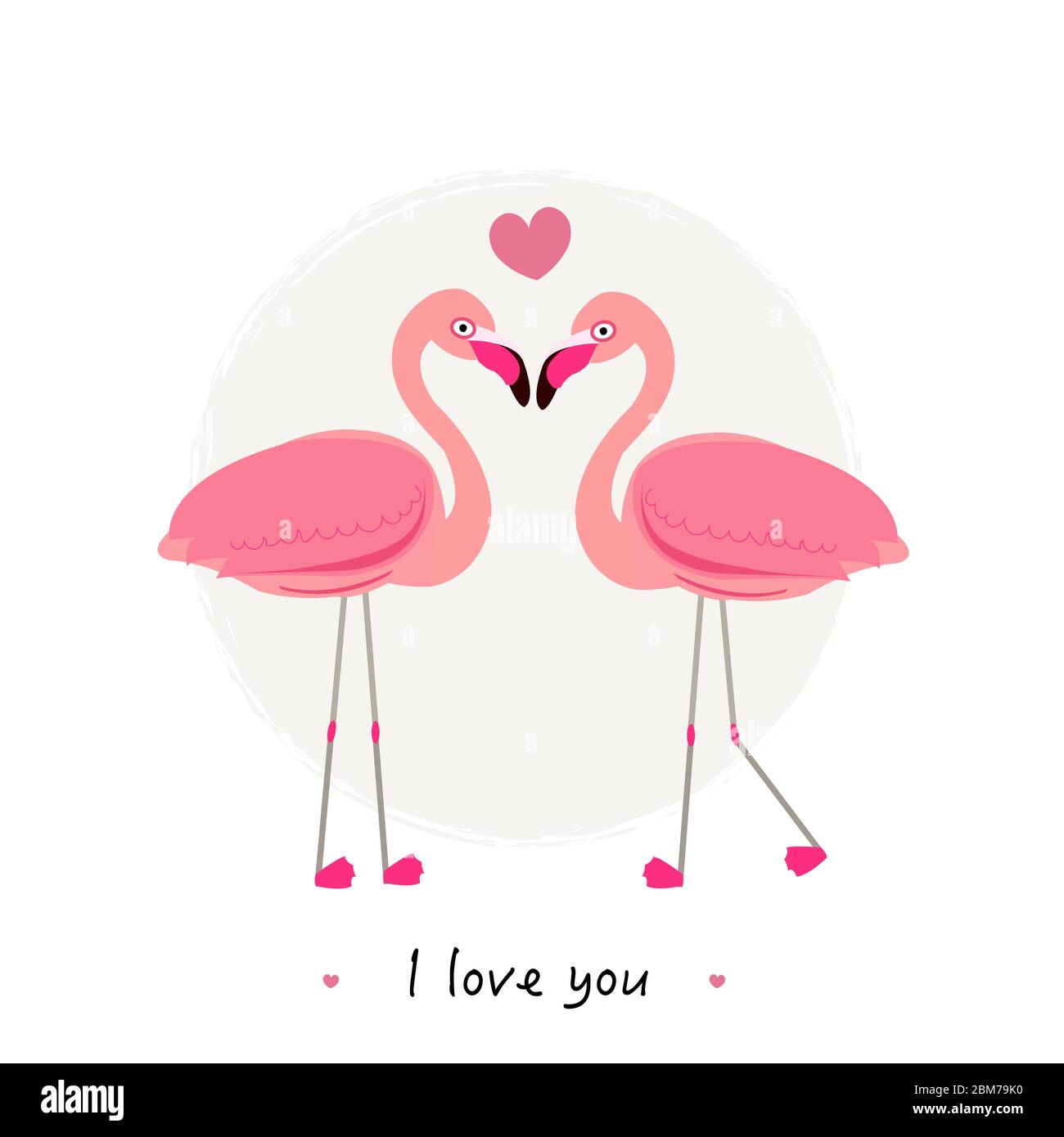 Flamencos. Un par de aves tropicales y exóticas. Dos dibujos animados  flamingo sobre fondo blanco.''Te amo'' texto Imagen Vector de stock - Alamy