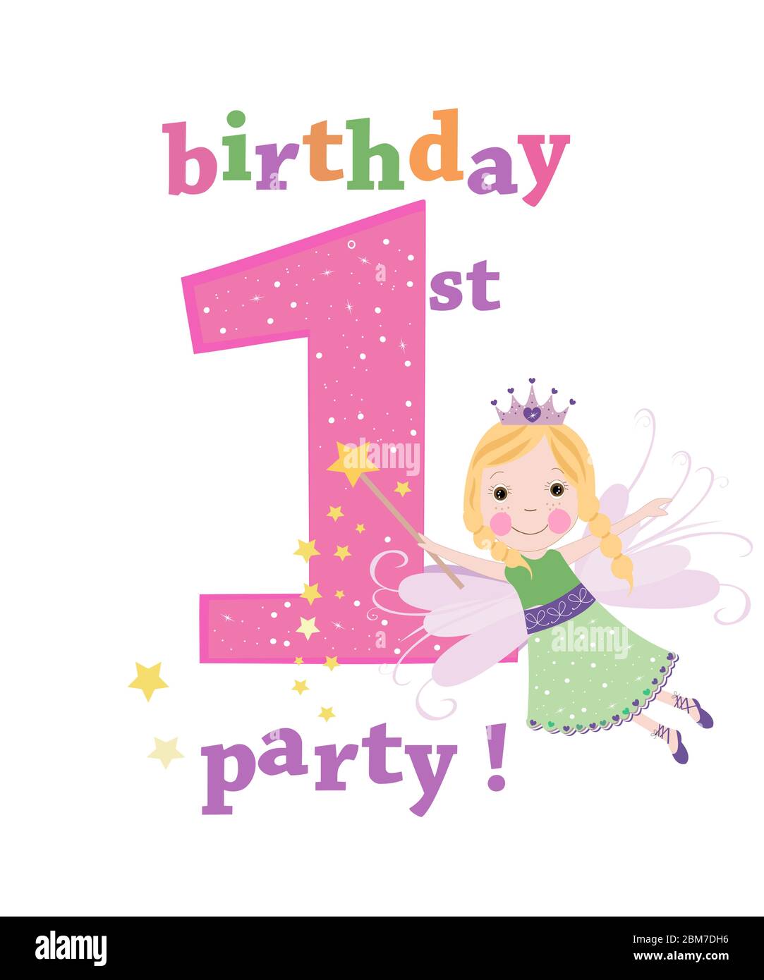 Twizler Tarjeta de primer cumpleaños para niña, princesa de hadas, tarjeta  de cumpleaños de 1 año, tarjeta de cumpleaños para niñas de 1 año, tarjeta