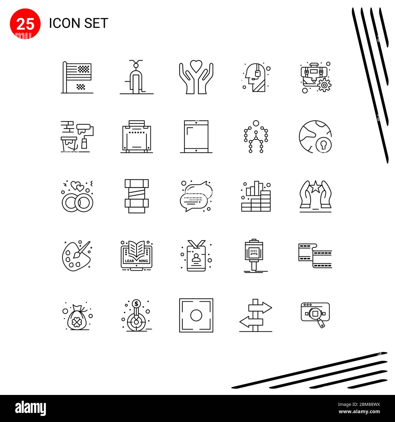 25 iconos creativos modernos signos y símbolos de maletín, ayuda, transporte, llamada, corazón elementos editables de diseño vectorial Ilustración del Vector