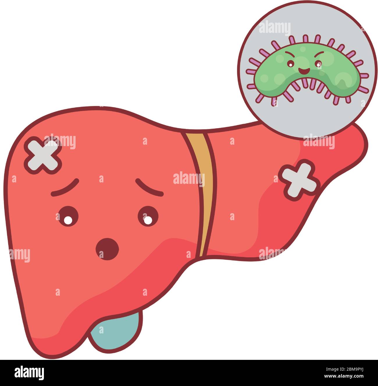 Hígado y virus dibujos animados de estilo plano icono de diseño de atención  médica salud y emergencia tema de vectores ilustración Imagen Vector de  stock - Alamy