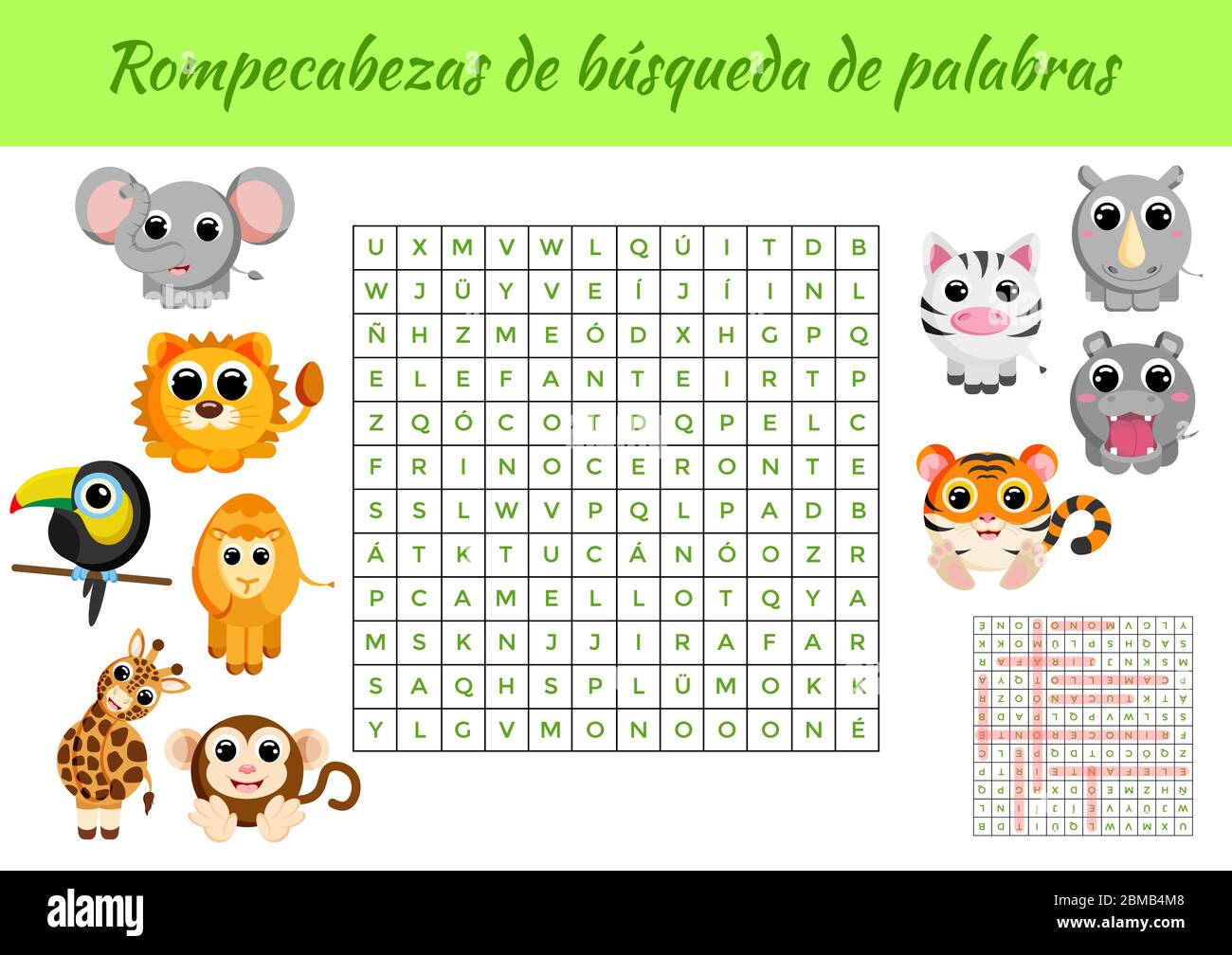 Rompecabezas de Búsqueda de palabras - Puzzle de búsqueda de palabras.  Juego educativo para estudiar palabras en español. Hoja de trabajo de  actividad versión imprimible en color Imagen Vector de stock - Alamy