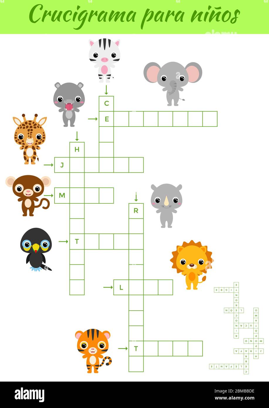 Crucigrama para niños Espada cruzada para niños. Juego de crucigramas