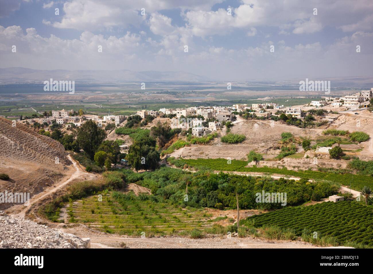 Granja agrícola cerca de las ruinas de Pella, valle de Jordania, Tabqet Fahel, Tabaqat Fahl, Irbit, Gobernación de Irbid, Jordania, Oriente Medio, Asia Foto de stock