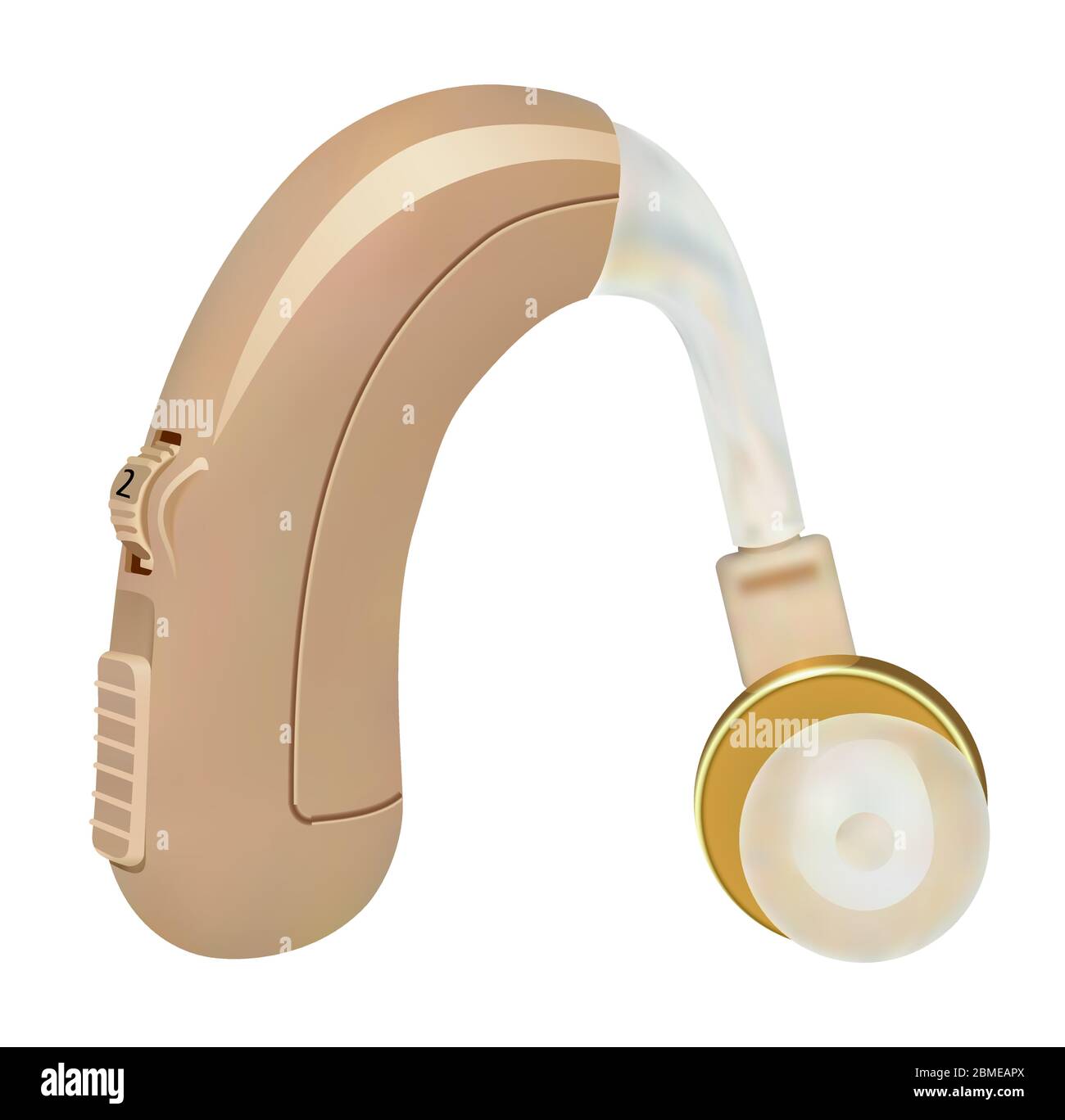 Audífonos detrás de la oreja. Amplificador de sonido para los pacientes con  pérdida de audición. Tratamiento y prótesis en otorrinolaringología.  Medicina y salud Imagen Vector de stock - Alamy