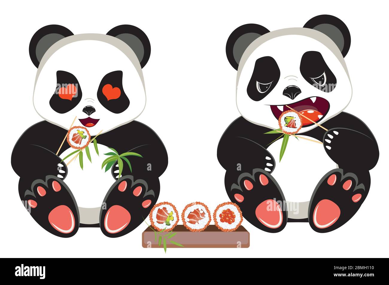 Lindo Oso Panda De Dibujos Animados Comer Sabroso Diseno De Sushi Imagen Vector De Stock Alamy