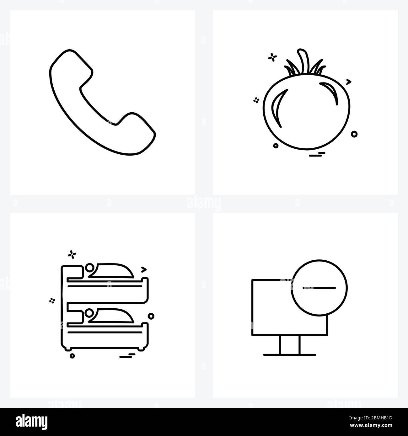 4 iconos de línea universal para receptor Web y móvil, litera, tomate,  comida, hotel Ilustración vectorial Imagen Vector de stock - Alamy