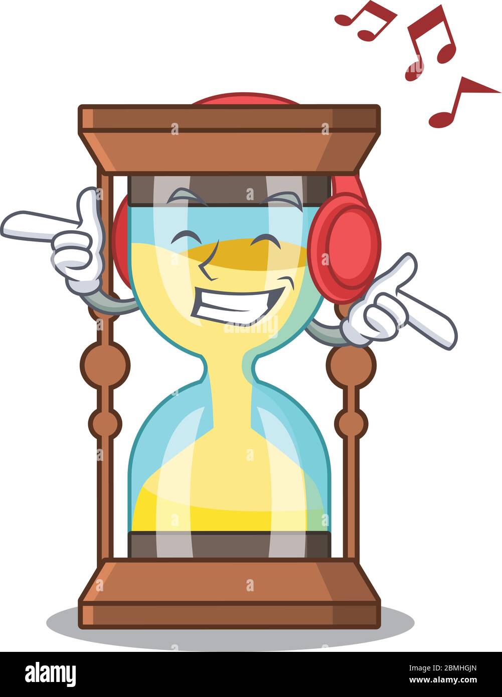 Cronómetro con concepto de diseño de dibujos animados escuchar música  Imagen Vector de stock - Alamy