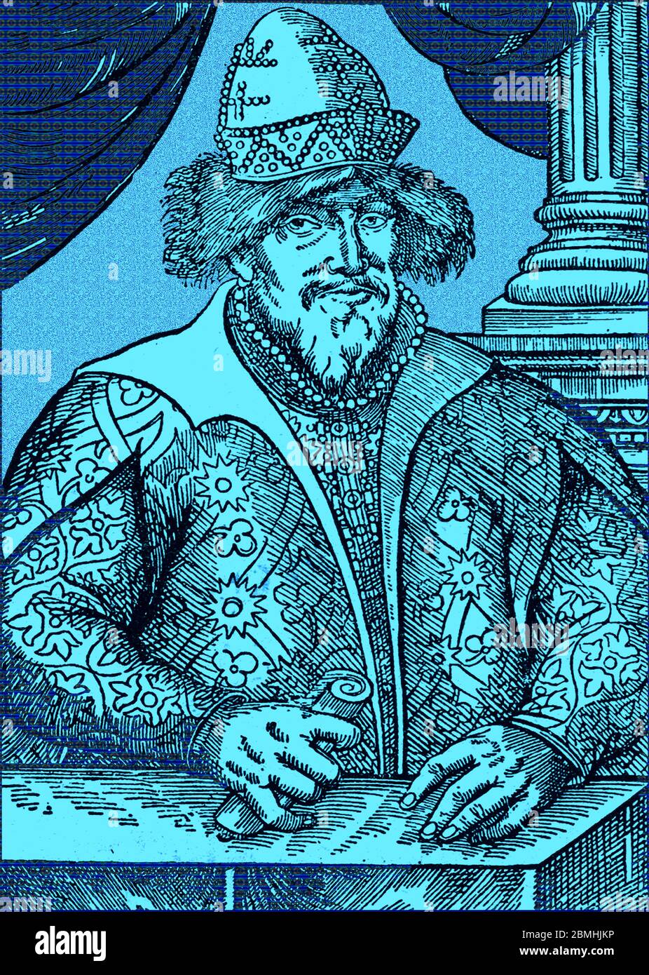 Un retrato de Iván el terrible ( Iván IV Vasilievich), que como Iván IV de Rusia se convirtió en zar a la edad de 17 años. Su temible reputación estaba bien fundada y aunque inteligente y devoto, también estaba sujeto a brotes de paranoia con ragos, y brotes episódicos de inestabilidad mental que aumentaron a medida que crecía. Foto de stock