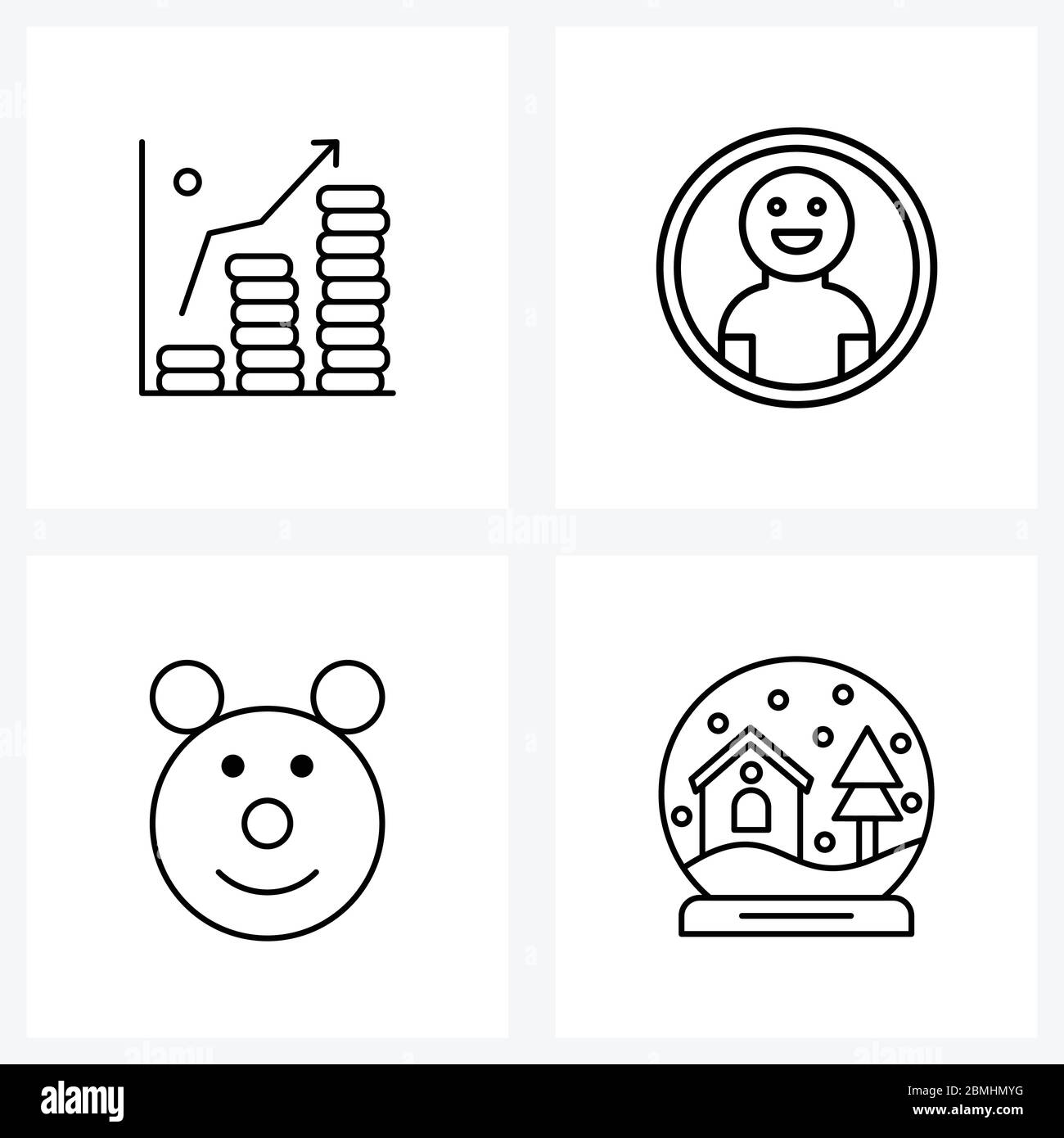 Juego de 4 iconos de línea Universal de la carta, oso, crecimiento,  empleado, juguetes Ilustración vectorial Imagen Vector de stock - Alamy