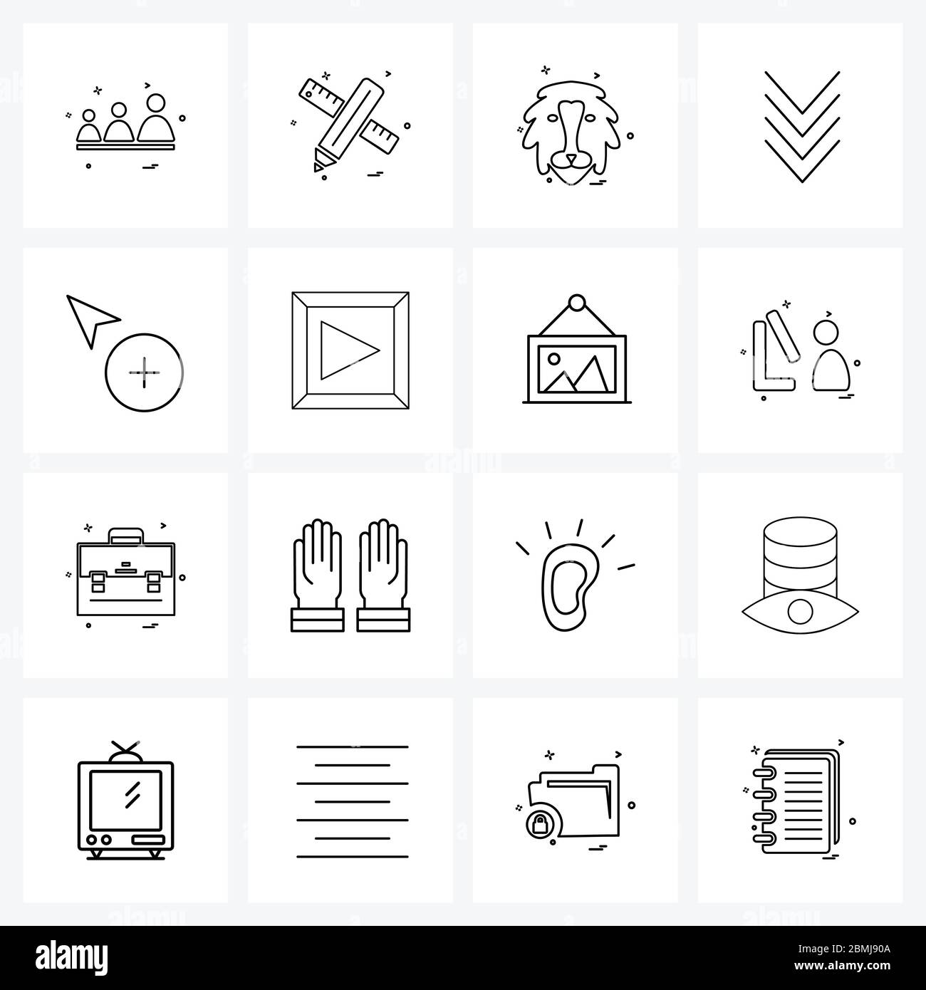 Interfaz de usuario móvil conjunto de iconos de 16 Pictogramas modernos
