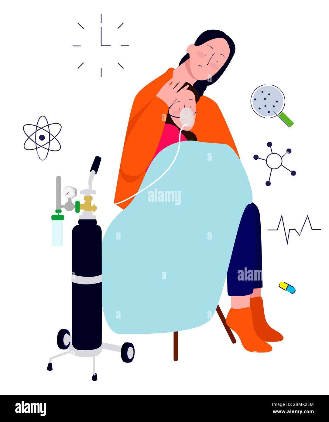 los niños enfermos usan aparatos de respiración con oxígeno en los brazos de la madre. ilustración de dibujos animados modernos Imagen Vector de stock - Alamy los niños enfermos usan aparatos de respiración con oxígeno en los brazos de la madre. ilustración de dibujos animados modernos Imagen Vector de stock - Alamy